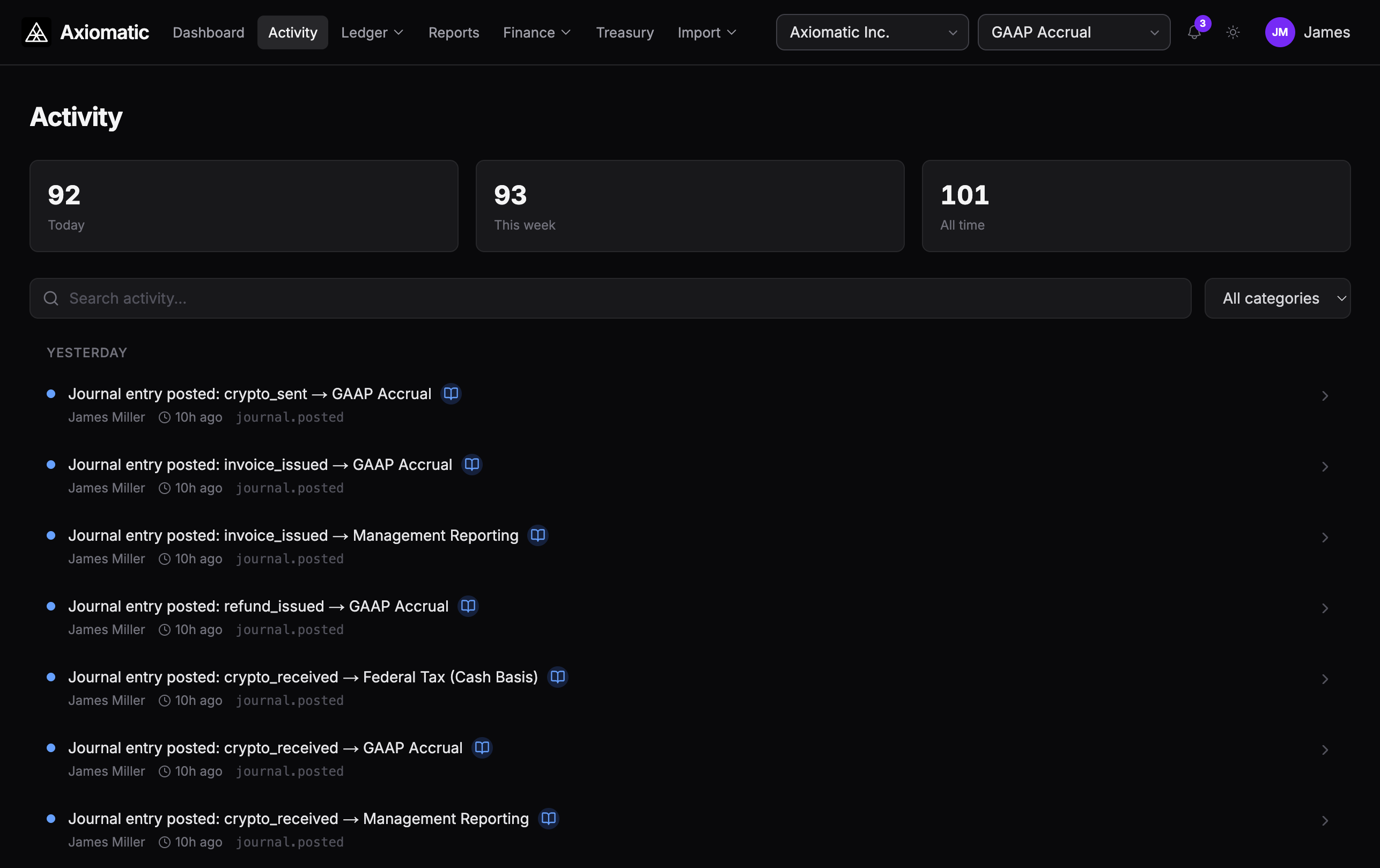 Axiomatic Activity Feed