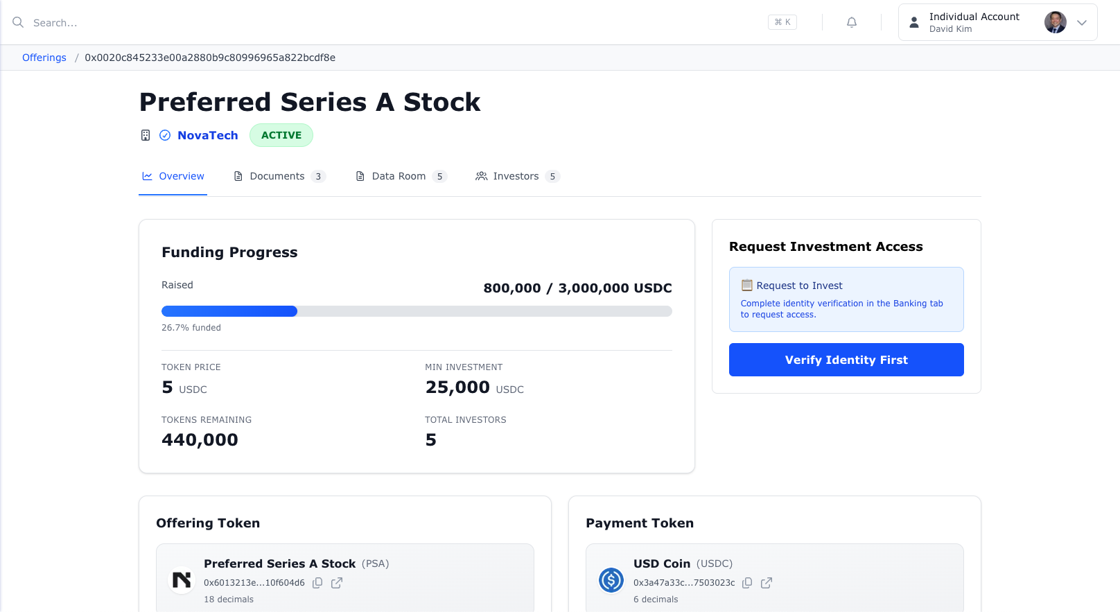 CapSign Offering View